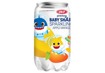 Gazuotas gaivusis gėrimas obuolių ir mangų skonio OKF BABY SHARK, 350 ml