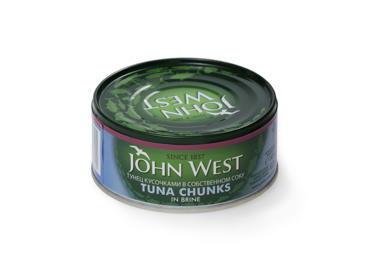 Tunų gabaliukai JOHN WEST savo sultyse, 145 g