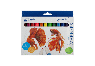 Jumbo flomasteriai GRAFIA PLUS, 12 vnt.