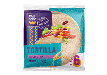Visų grūdo dalių miltų tortilijos WELL DONE, 370 g