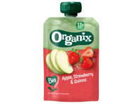Tyrė su braškėmis, obuoliais ir bolivine balanda ORGANIX EKO RTE nuo 12 mėn., 100 g