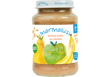 KOŠĖ Eko Bananų, kriaušių, obuolių, avižų - 6 mėn 0.19/190g MARMALUZI