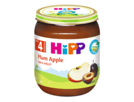 Ekologiška slyvų ir obuolių tyrelė HIPP (nuo 4 mėn.), 125 g