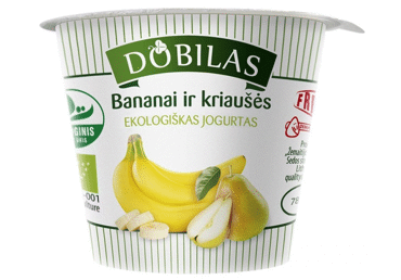 Ekol.jogurtas DOBILAS su bananais ir kriaušėmis, 2,5-3,5% r., 125 g