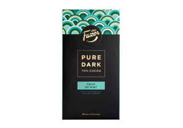 Juodasis šokoladas FAZER PURE DARK MINT, 70 %, 95 g