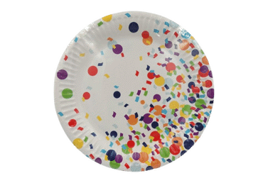 Popierinės lėkštutės CONFETTI, 18 cm, 8 vnt., 1 vnt.