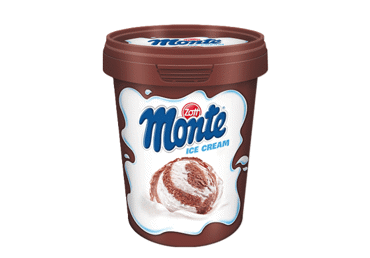 Valgomieji ledai MONTE, šokolado ir vanilės skonio, 250 g
