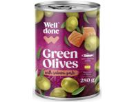 Žaliosios alyvuogės WELL DONE, įdarytos lašišų pasta, 280 g