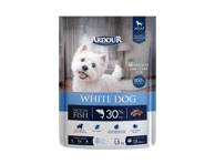 Mažų ir vidutinių veislių suaugusių baltakailių šunų sausas begrūdis pašaras su žuvimi ARDOUR White Dogs Grain Free, 1.5 kg